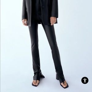 Zara XS long high waisted leather pants #NWT